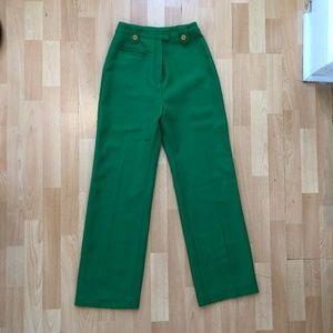 Vintage 70s High Waisted Bright Green Pant